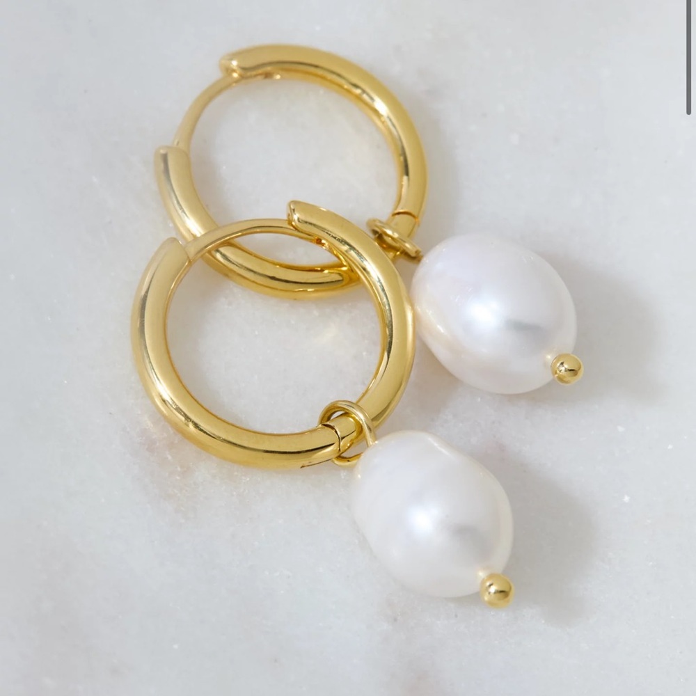 AEO Keepers Collection 14K Gold-Plated Pearl Huggie Earrings